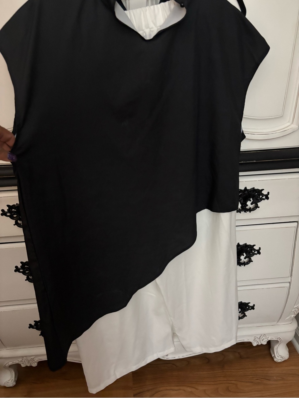SHEIN Black and White Curve OXL 2 piece pants set with Elastic Waist - Picture 5 of 6